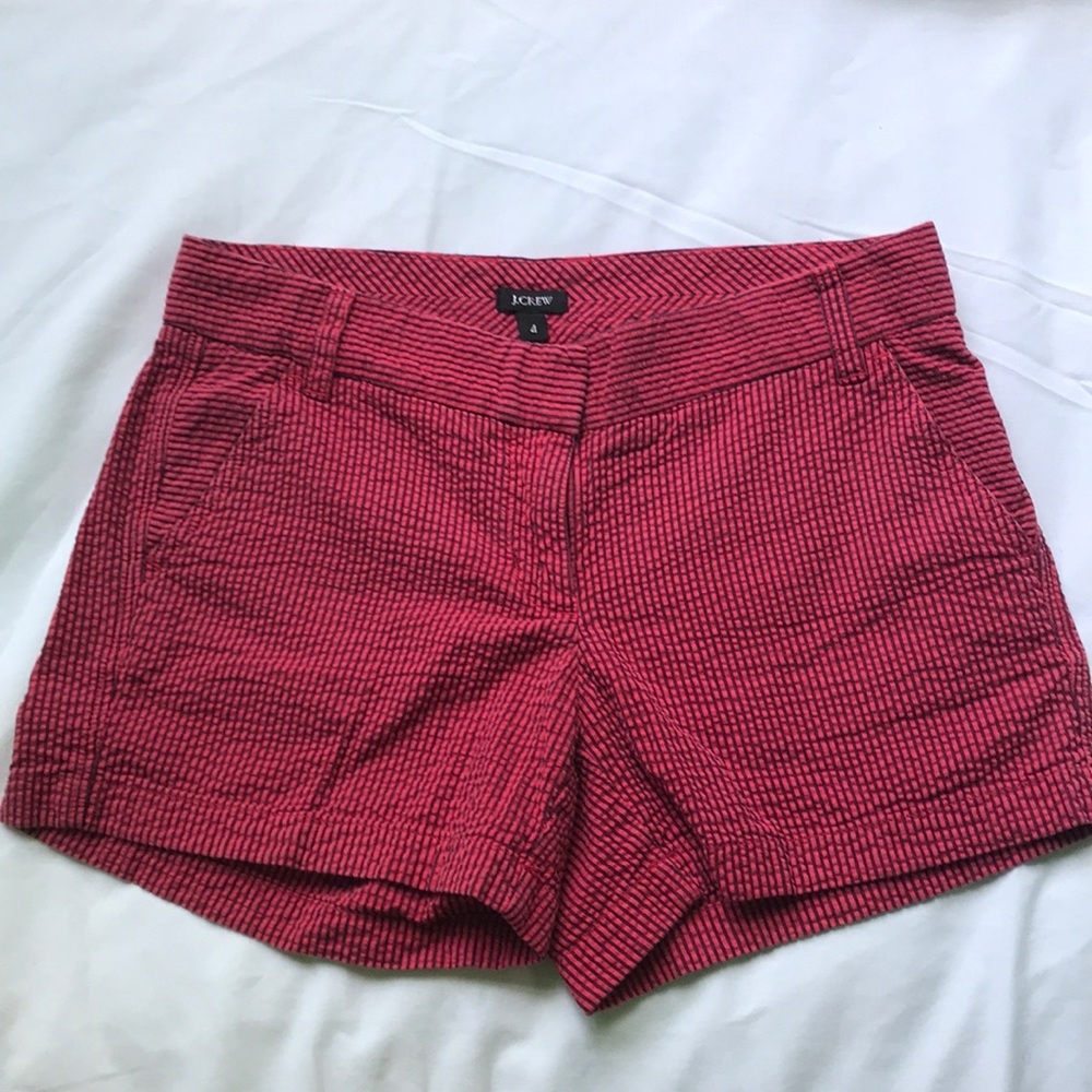 J Crew size 4 red seersucker shorts
